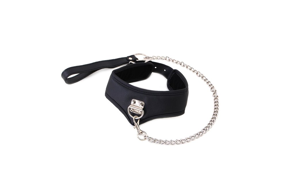 PU Leather Collar With Strap | Adjustable 39-49 cm