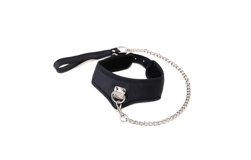 PU Lederen Halsband Met Riem | Verstelbaar 39-49 cm