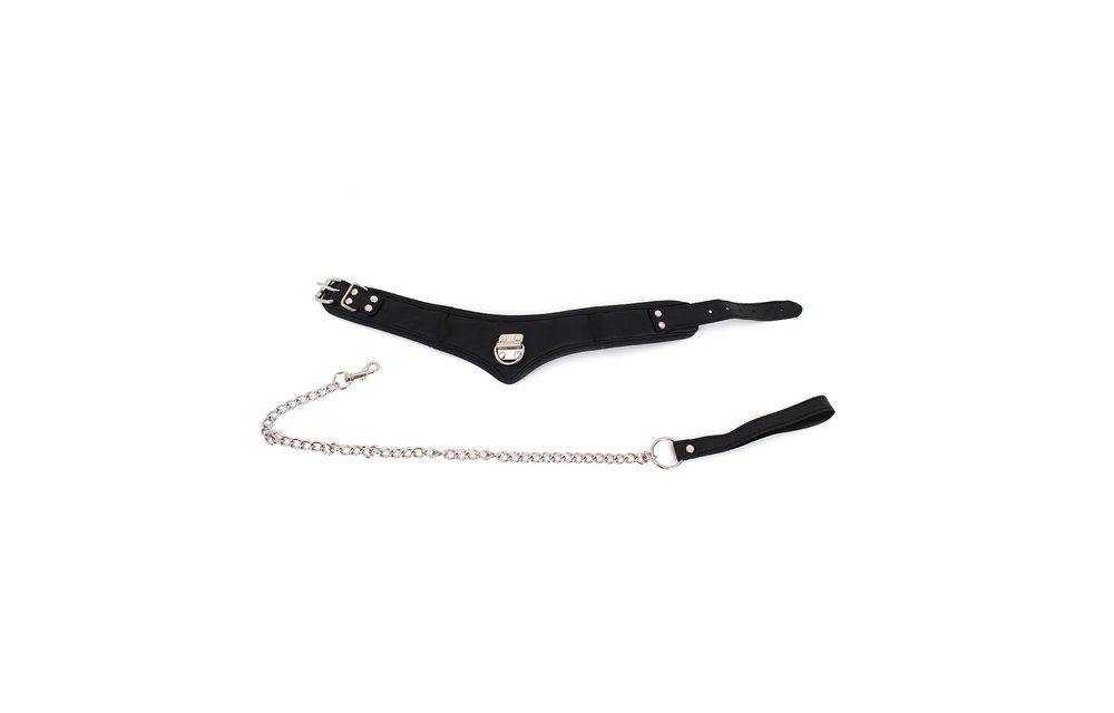 PU Leather Collar With Strap | Adjustable 39-49 cm