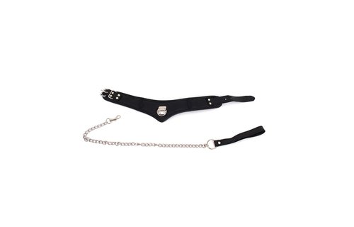 PU Leather Collar With Strap | Adjustable 39-49 cm