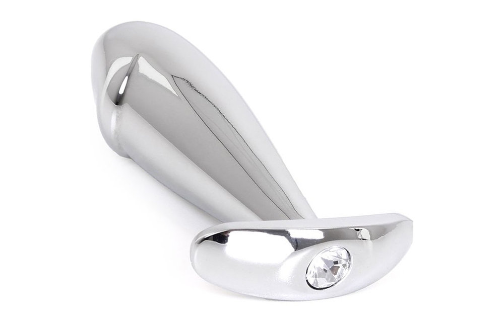 Butt Plug Steel Handle 9 cm with Gemstone – High-gloss Metal