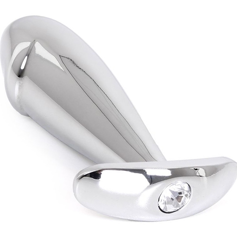 Buttplug Stalen Handvat 9 cm met Edelsteen – Hoogglans Metaal
