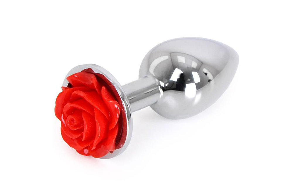 Buttplug Aluminium Rode Roos 7 cm | Elegant & Hoogwaardig