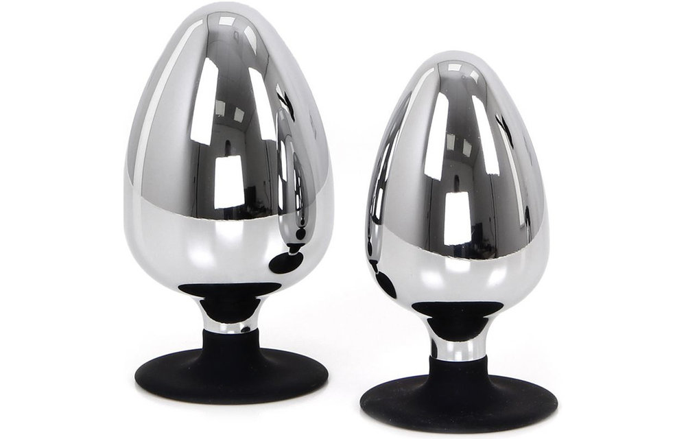 Large Butt Plug with Suction Cup 12 & 13.3 cm - Stainless Steel