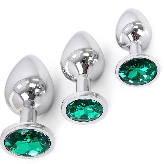 anal plug falls out Glass Pink Gem Butt Plug Set