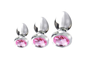 Glass Anal Plug Pink Gem