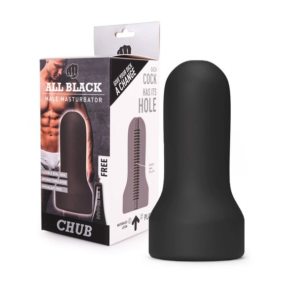 All Black Masturbator Chub – Zachte Grip & Realistisch gevoel