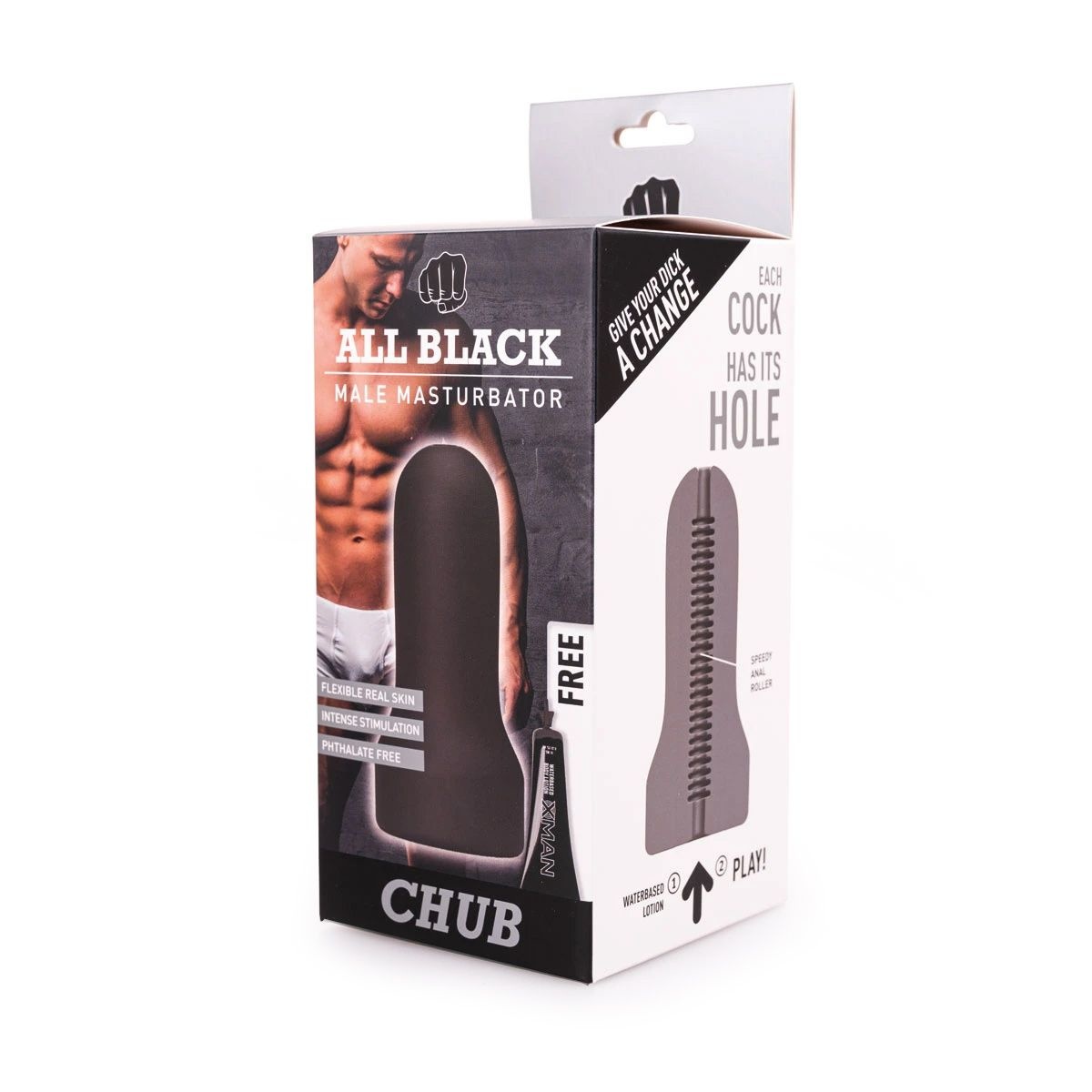 All Black Masturbator Chub – Soft Grip & Realistic Feel