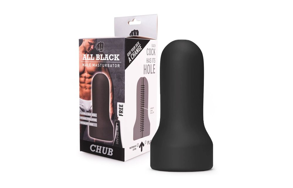 All Black Masturbator Chub – Zachte Grip & Realistisch gevoel