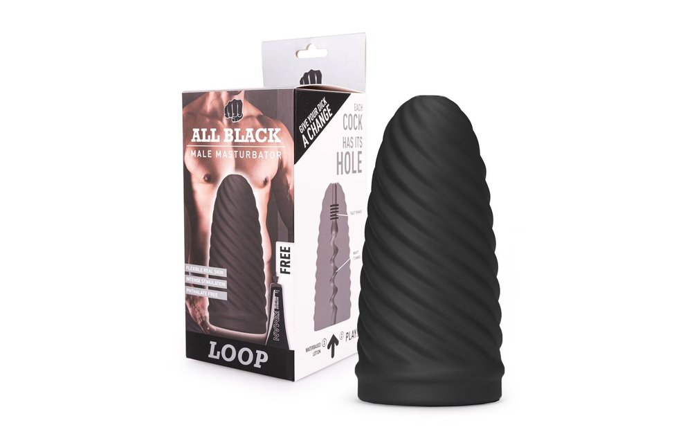 All Black Masturbator Loop – Geribbeld, zacht & veilig