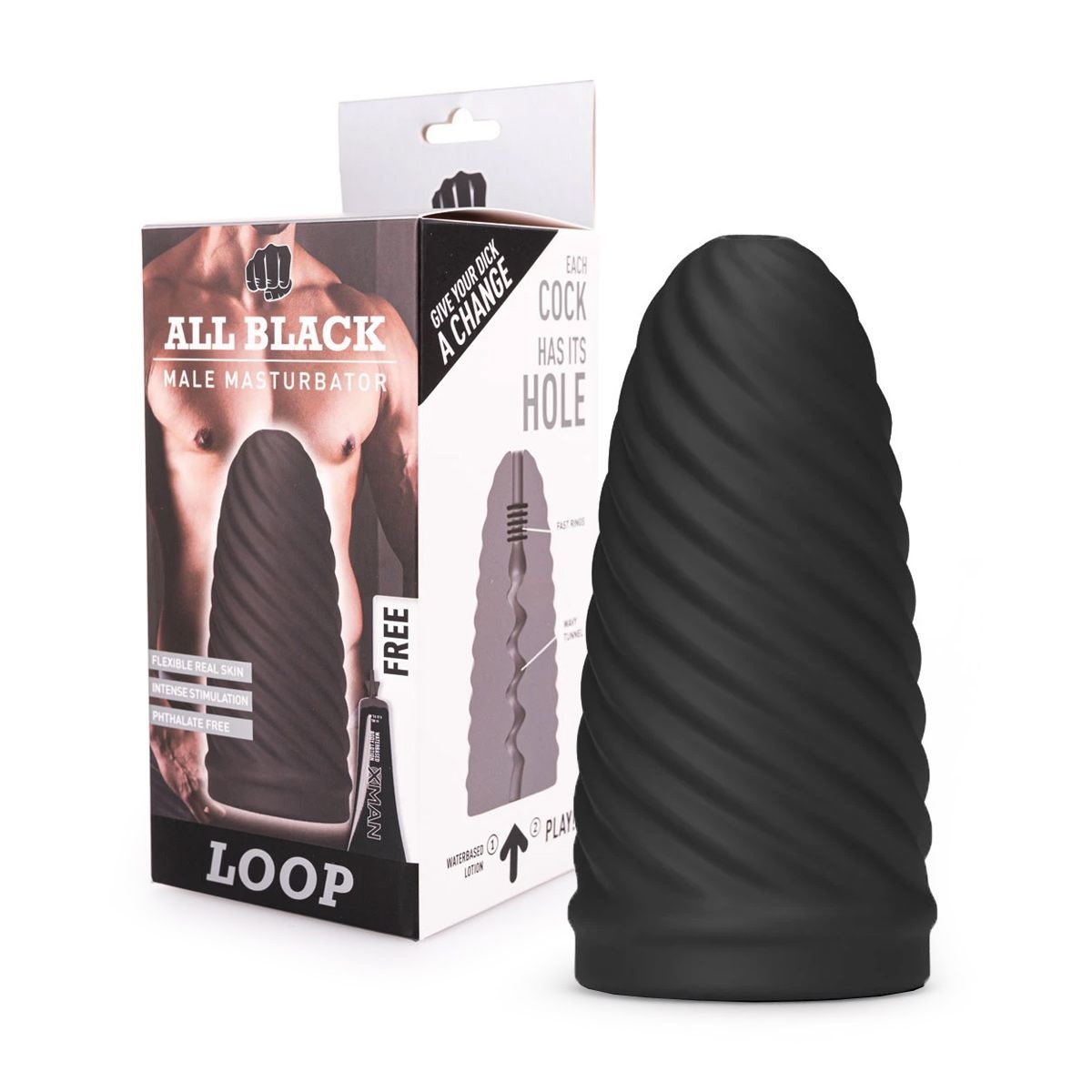 All Black Masturbator Loop – Geriffelt, weich & sicher