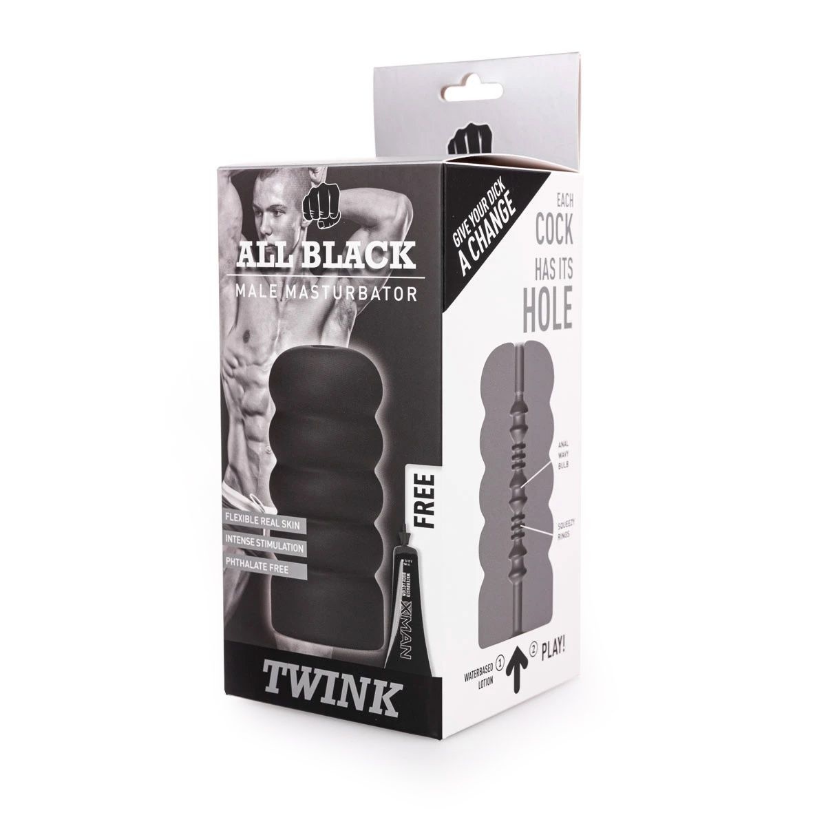 All Black Masturbator Twink 17 cm – Strak & Stimulerend