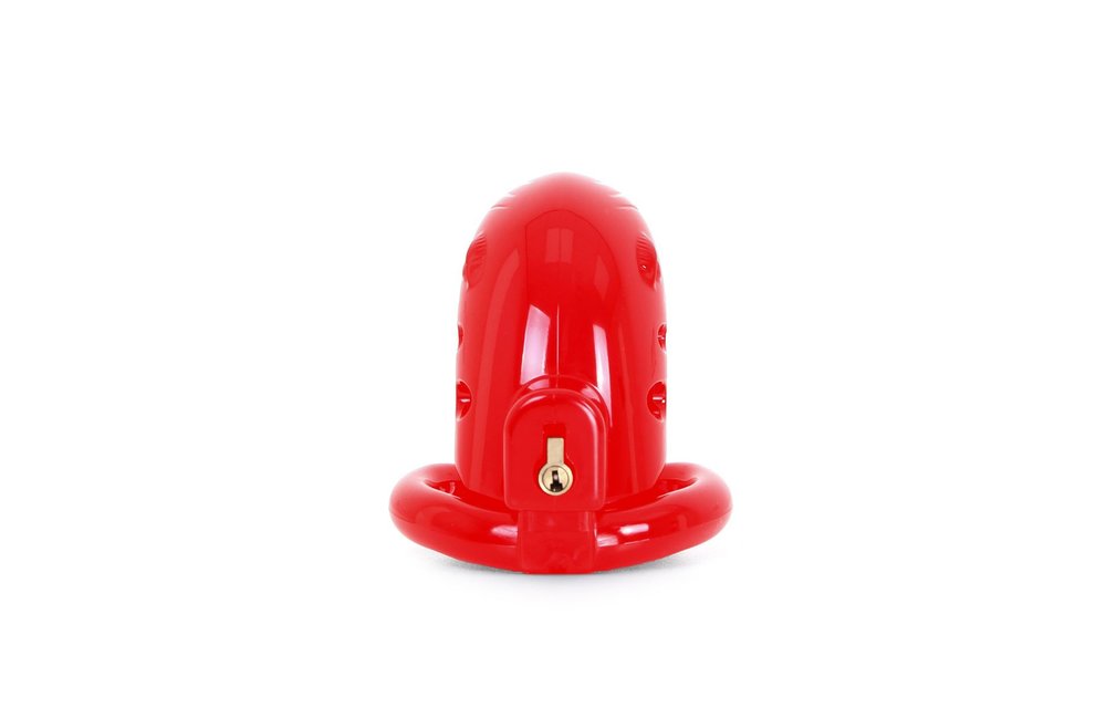Plastic Chastity Cage with 3 Rings and Metal Lock - 7.5 cm