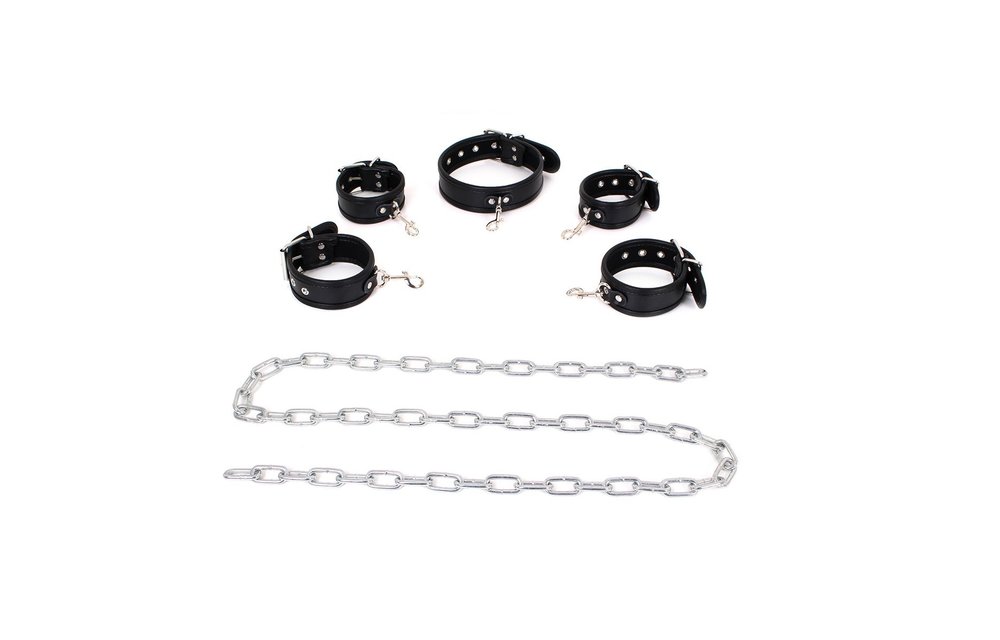 Sklavenkette Bondage-Set | Handfesseln, Fußfesseln & Halsband