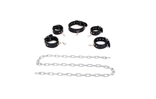 Slave Chain Bondage Set | Handcuffs, Ankle Cuffs & Collar