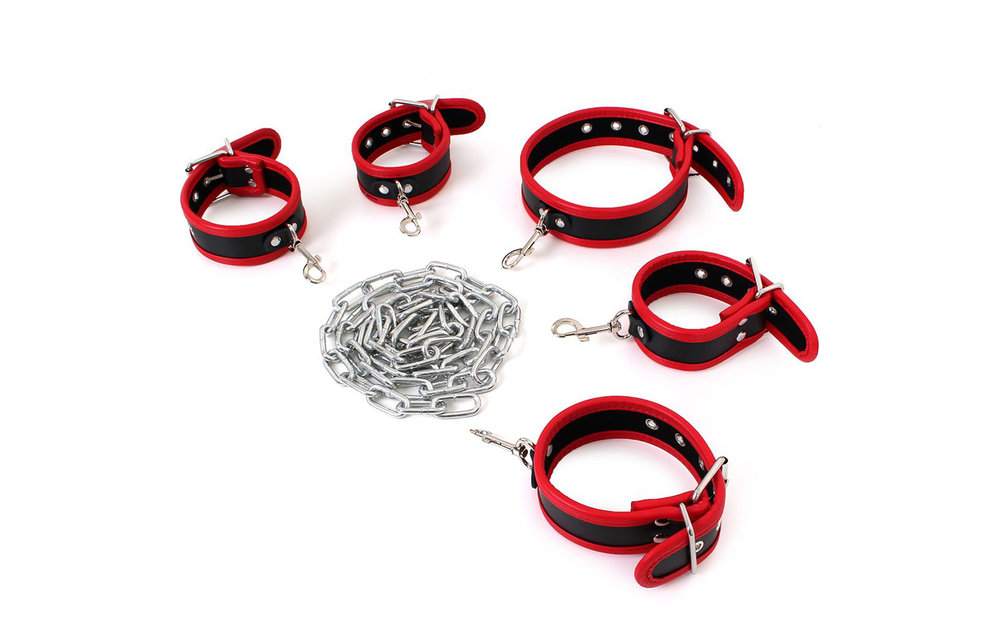 Slave Chain Bondage Set | Handcuffs, Ankle Cuffs & Collar