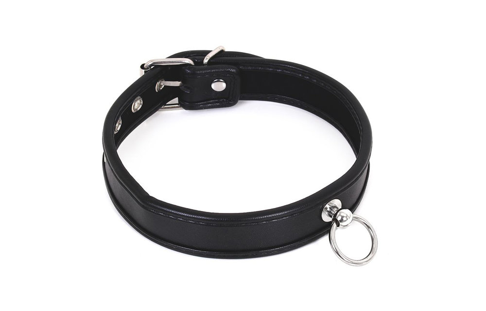 Elegantes PU-Lederhalsband mit O-Ring und verstellbarer Schnalle