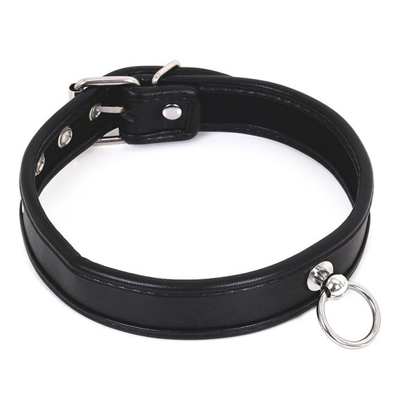 Elegantes PU-Lederhalsband mit O-Ring und verstellbarer Schnalle