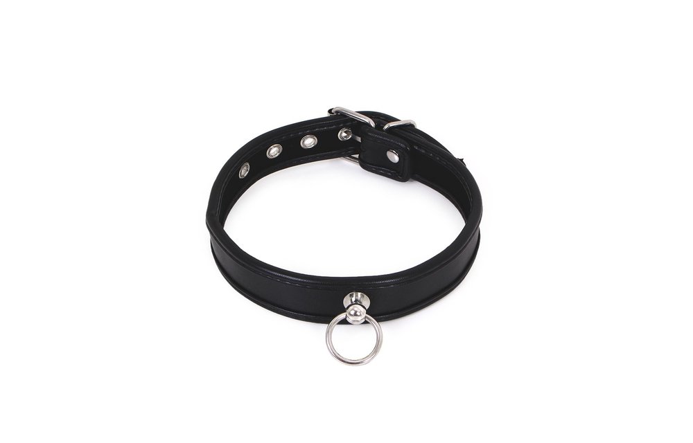 Elegant PU Leather Collar with O-Ring and Adjustable Buckle