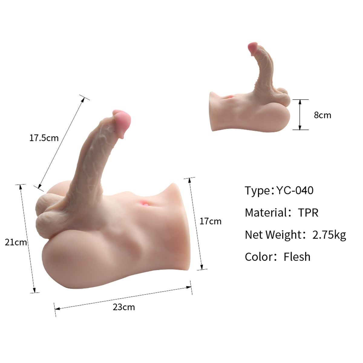 Masturbator mit Penis & Anus 17,5 cm – Realistischer Genuss