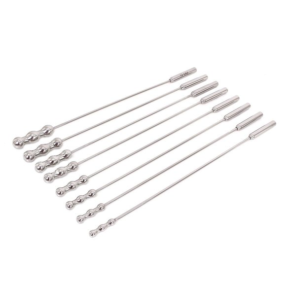 Urethral Dilator Beads Set - 8 Stainless Steel Sizes