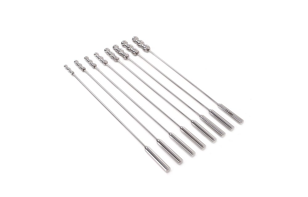 Urethral Dilator Beads Set - 8 Stainless Steel Sizes
