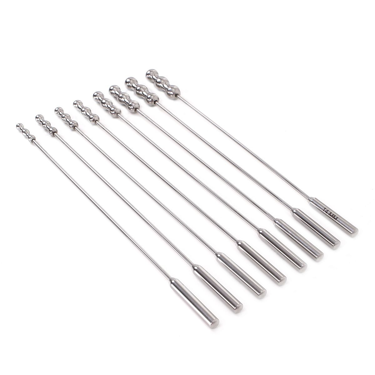 Urethral Dilator Beads Set - 8 Stainless Steel Sizes