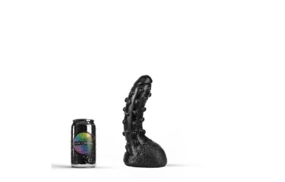 Zwarte Dildo 22,5 cm Dark Crystal - Noppen, Waterdicht