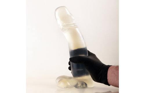 Klassischer Dildo 34 cm – Schwarz, Rot & Blau, wasserdicht