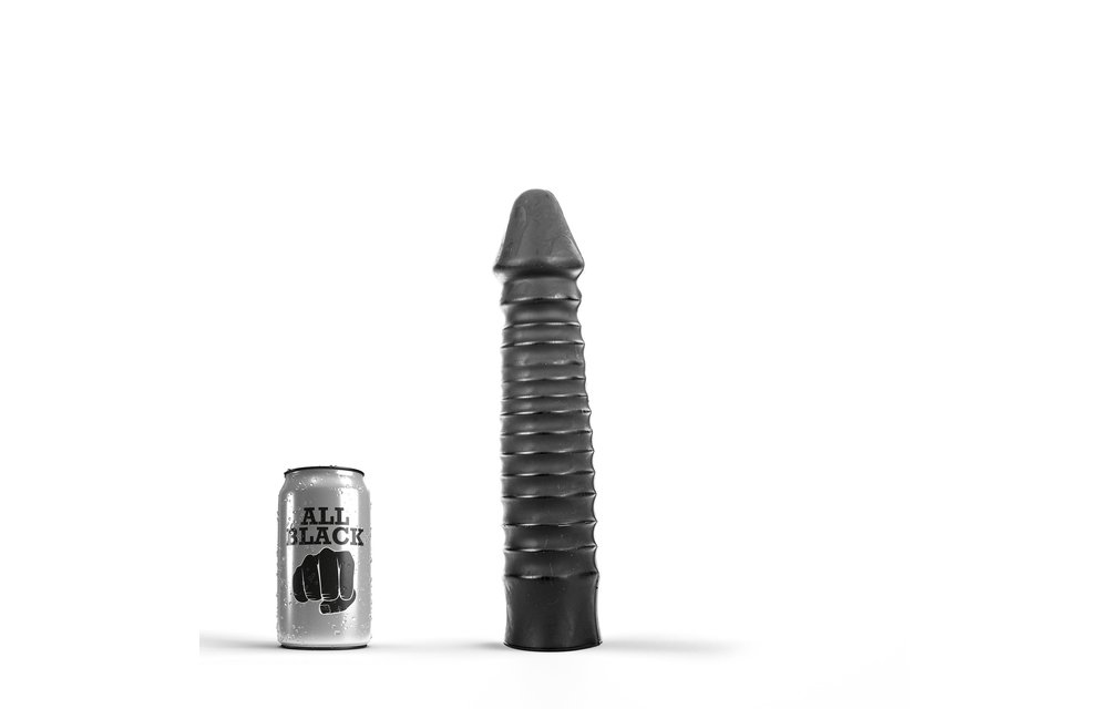 Klassieke Dildo 26 cm - Geribbeld, Zwart, Rood & Blauw