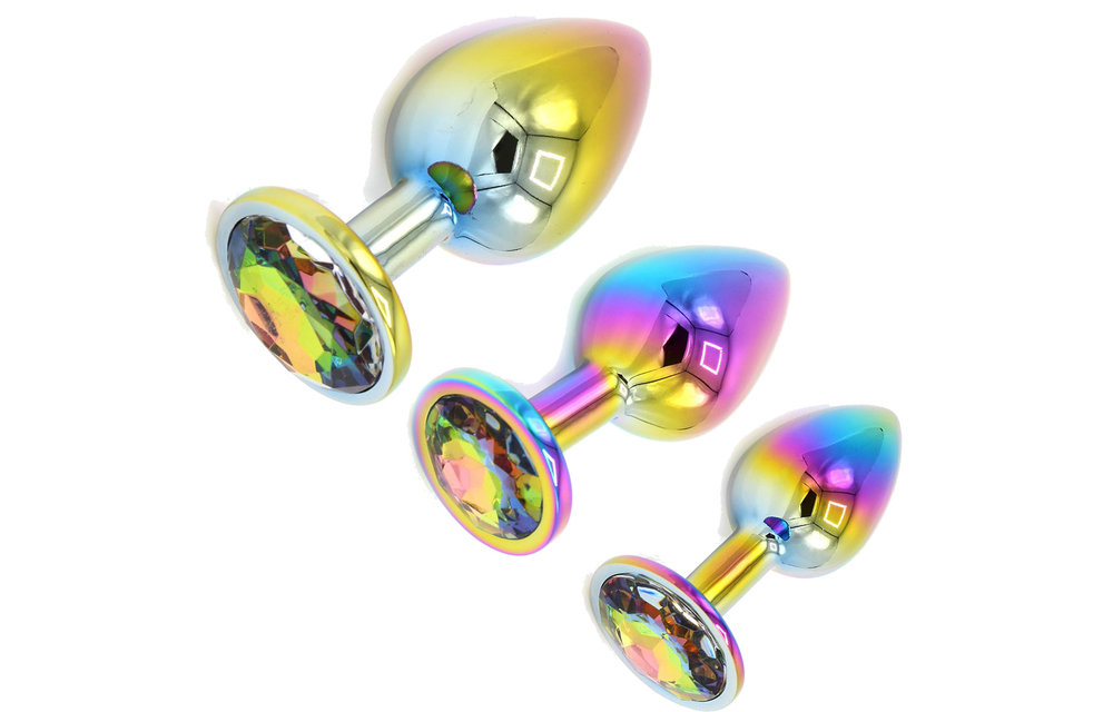 Rainbow Gemstone Butt Plug 7-9.5 cm – Lightweight & Stylish