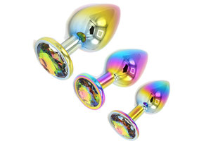 Rainbow Gemstone Butt Plug 7-9.5 cm – Lightweight & Stylish