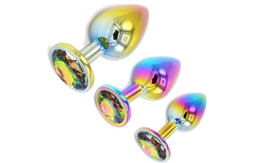 Buttplug Regenbogen mit Edelstein
