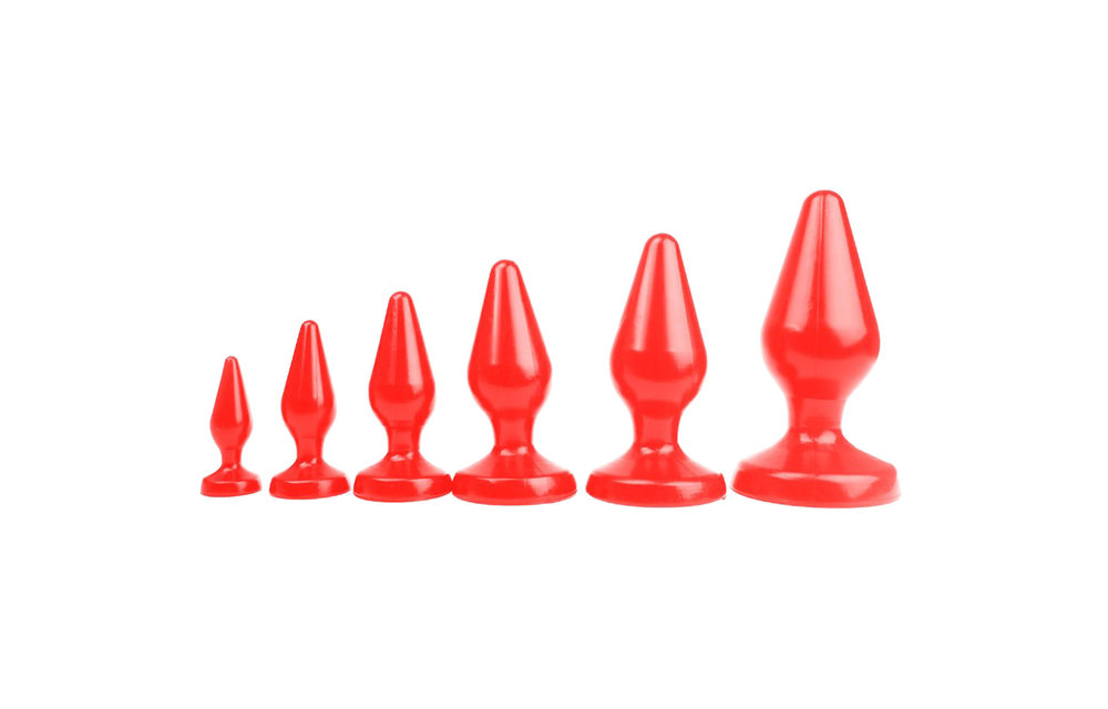 Buttplug Klassieke Plug Rood 10.5-13.5-15.5-18.5-20-24 cm