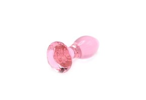 Glazen Buttplug Kristal Met Edelsteen Roze 9 x 3,4 cm