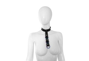 Leather Collar Connecting Strap Rainbow