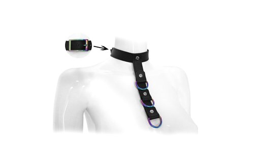 Leder Halsband Verbindungsriemen Regenboge