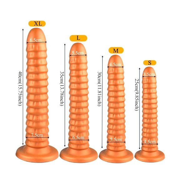 Dildo Goldplay Geriffelt 25-40 cm | Weiches, elastisches Silikon