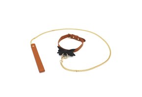 Collar & Leine Braunes Leder mit Fliege