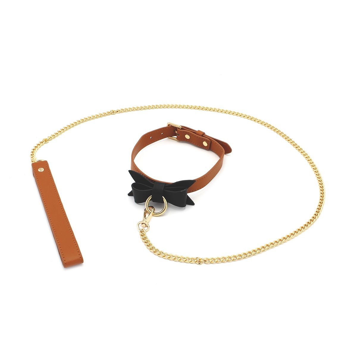 Collar & Leine Braunes Leder mit Fliege