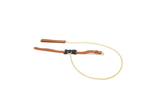 Collar & Leiband Bruin Leer Met Strik