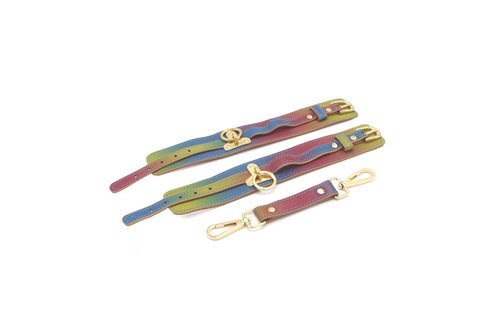 Fußfesseln Regenbogen Vegan PU-Leder 19-26 cm