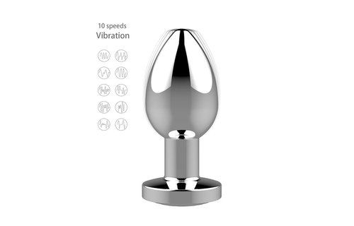Stainless Steel Butt Plug 8.1 cm with Remote Control & USB