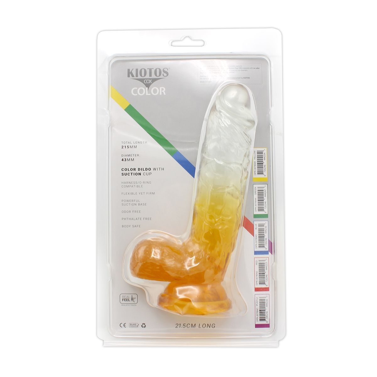 Colour Dildo with Suction Cup 18.5 cm – Realistic & Firm