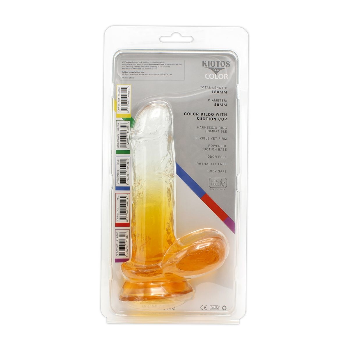 Dildo Colour 18 cm with Suction Cup - Strong & Realistic TPE