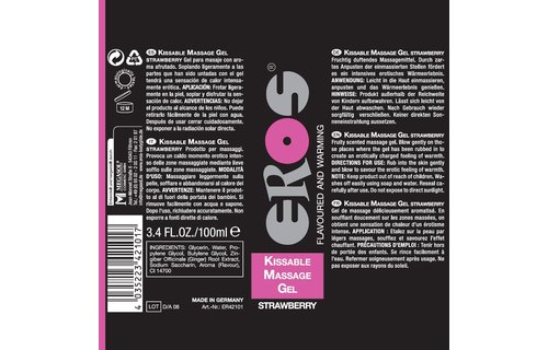 Eros Kissable Massage Gel Aardbei - Verwarmend & Sensueel