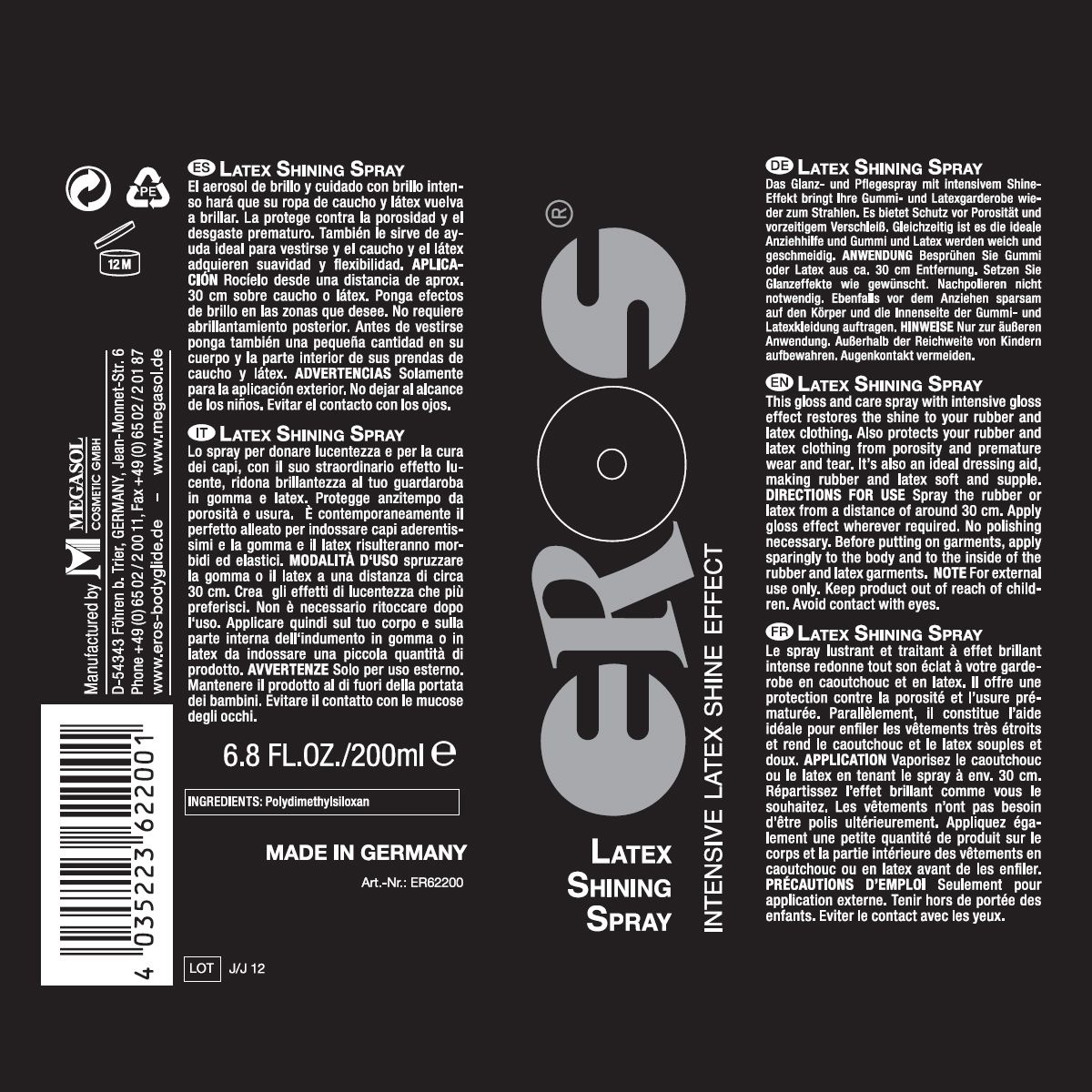 EROS Latex Shining Spray 200ml – Intense Latex Shine