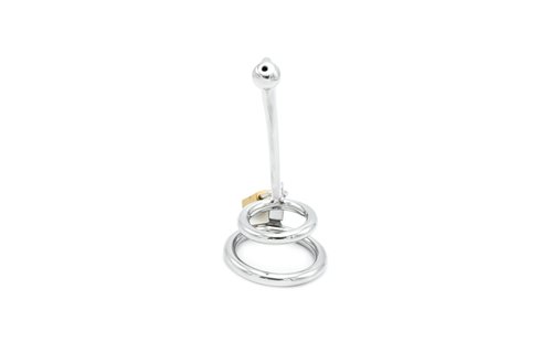 Penisslot met Holle Gebogen Penisstick van RVS - 9cm Inbreng