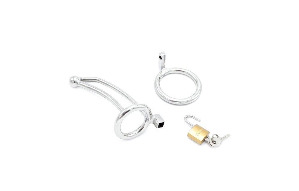 Penisslot met Holle Gebogen Penisstick van RVS - 9cm Inbreng