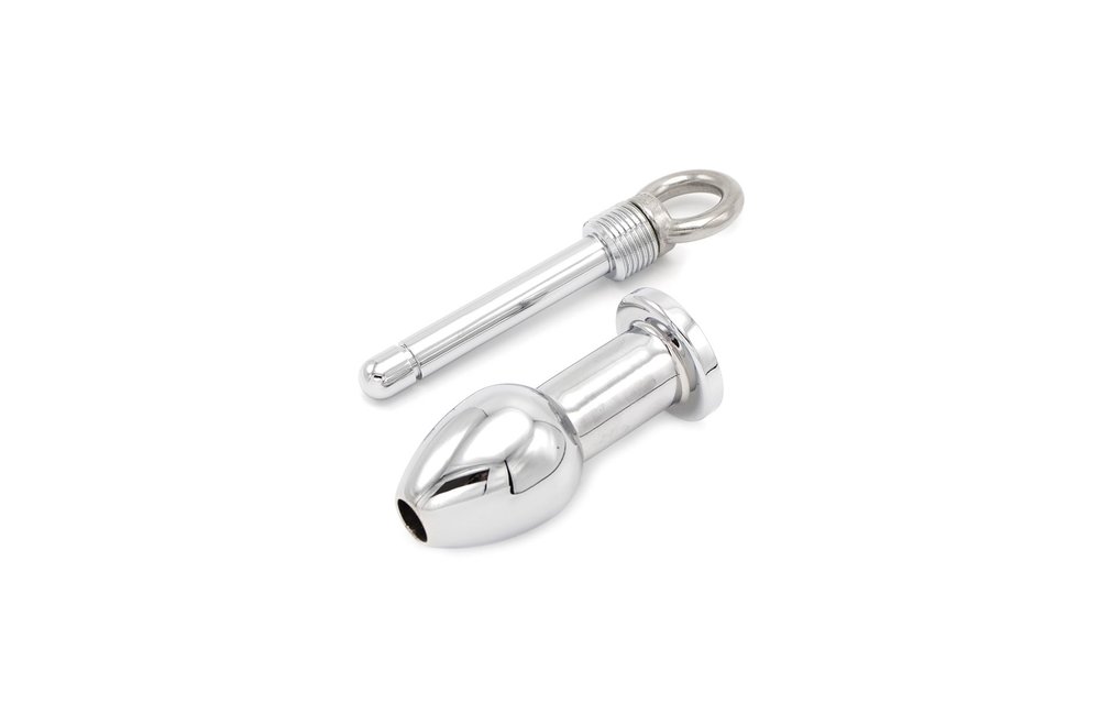 Open Stainless Steel Anal Plug Small with Screw Pin - 8.7 cm